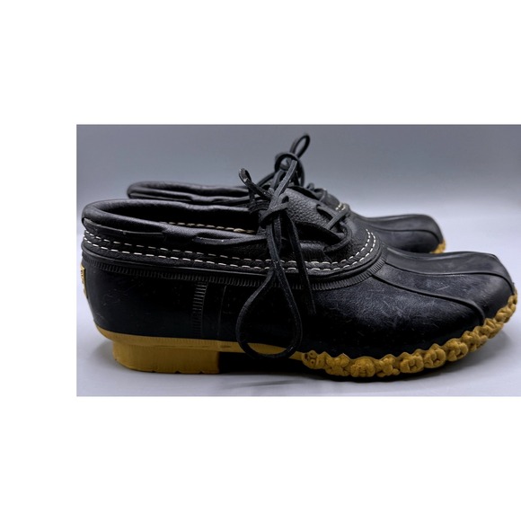 L.L. Bean Shoes - LL Bean Boots Rubber Moc Womens 7 M Black Gum Leather Duck Shoes 06009 USA Made